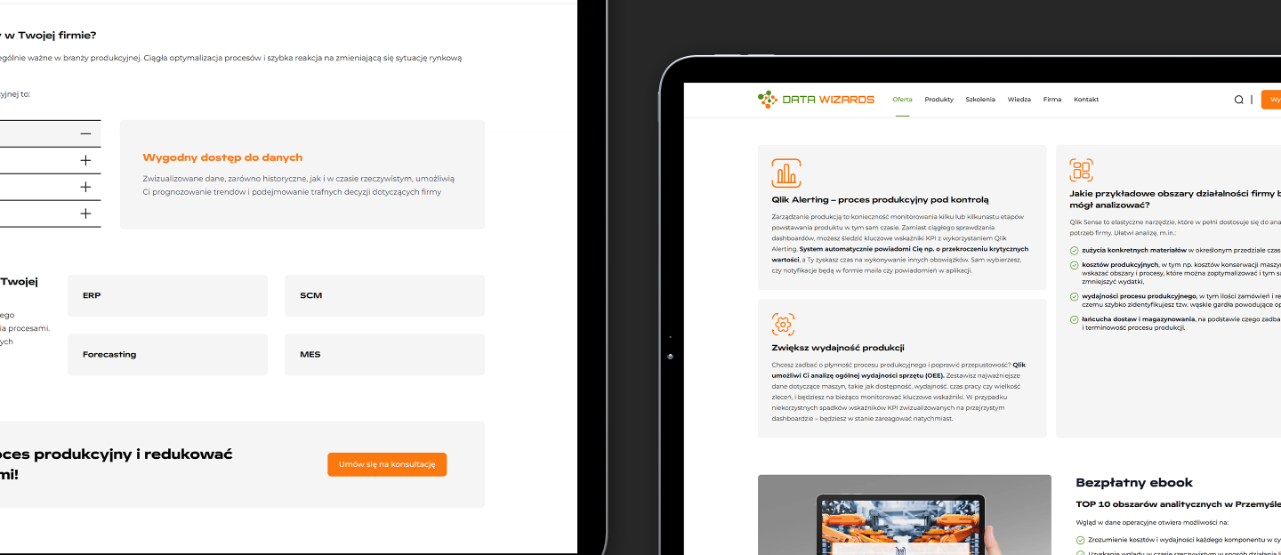 data wizards projekt graficzny podstrony ofertowej