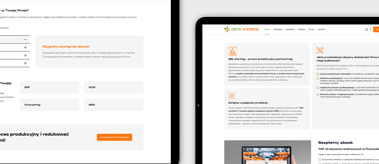 data wizards projekt podstrony ofertowej