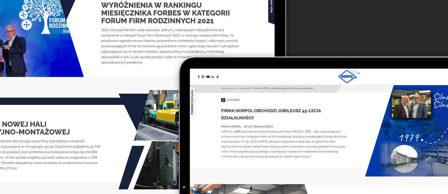 horpol projekt strony internetowej z modułem aktualności