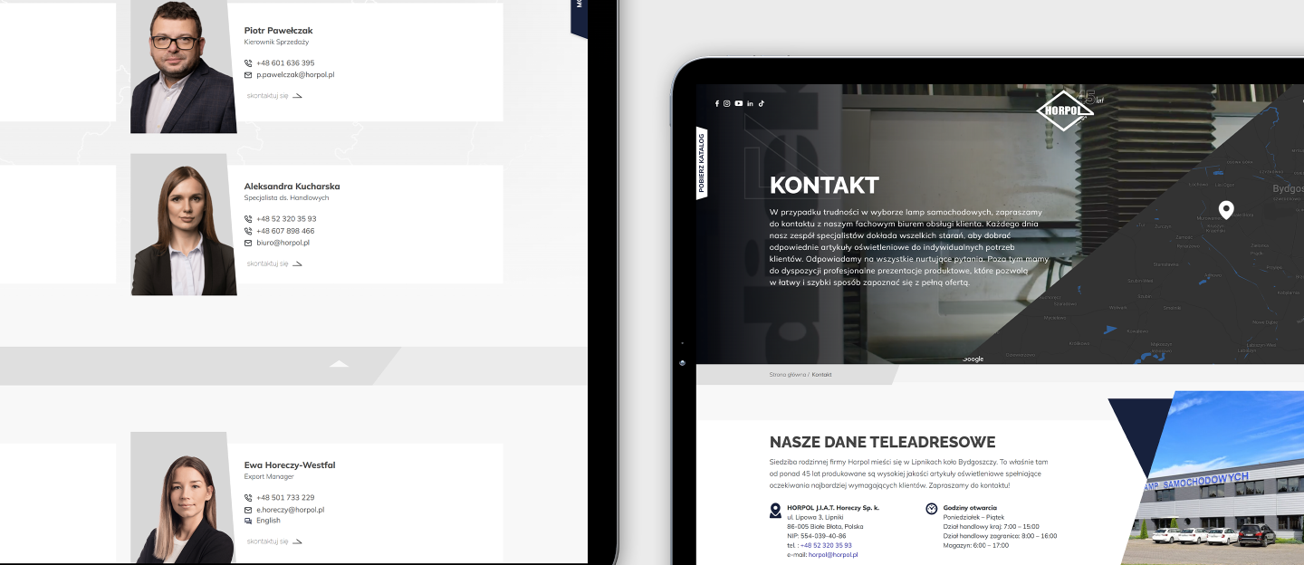 horpol projekt strony www z dedykowanym działem kontakt