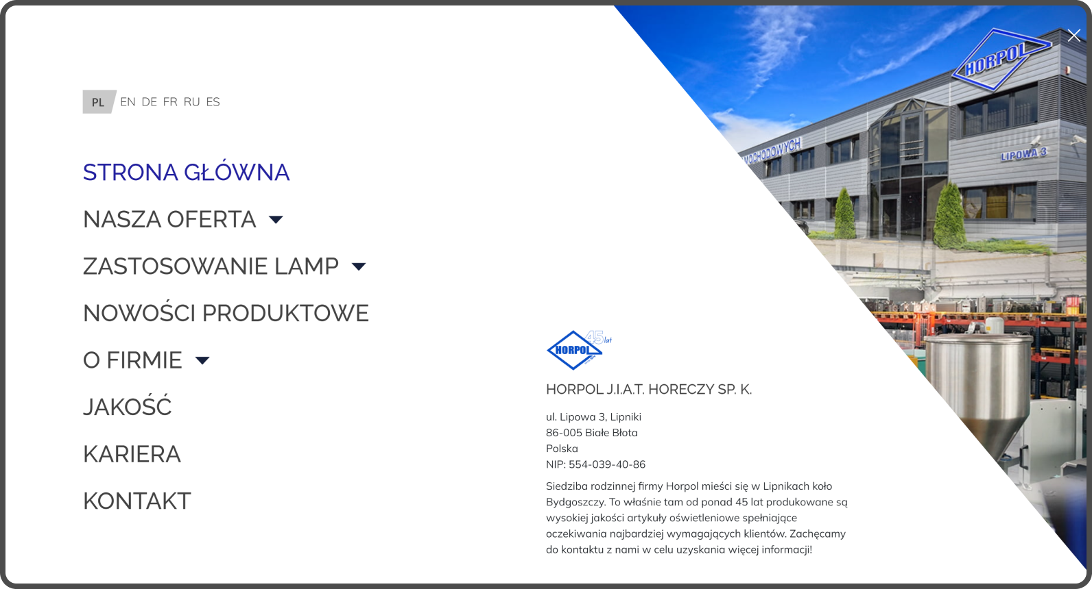 horpol strona www producenta lamp