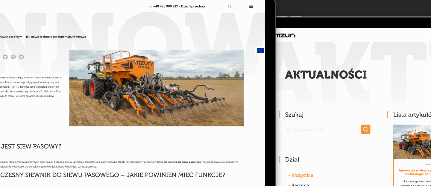 mzuri projekt graficzny strony internetowej z modułem aktualności