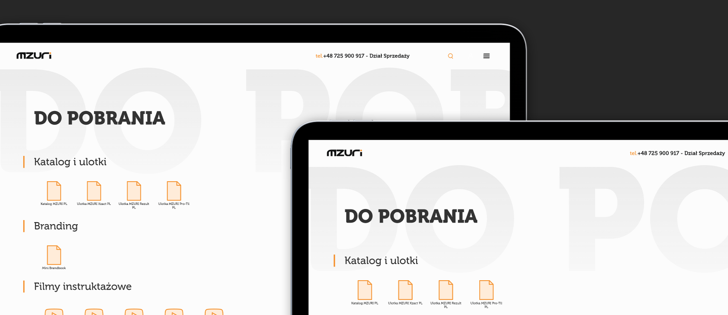 mzuri projekt graficzny strony internetowej z modułem pobierania