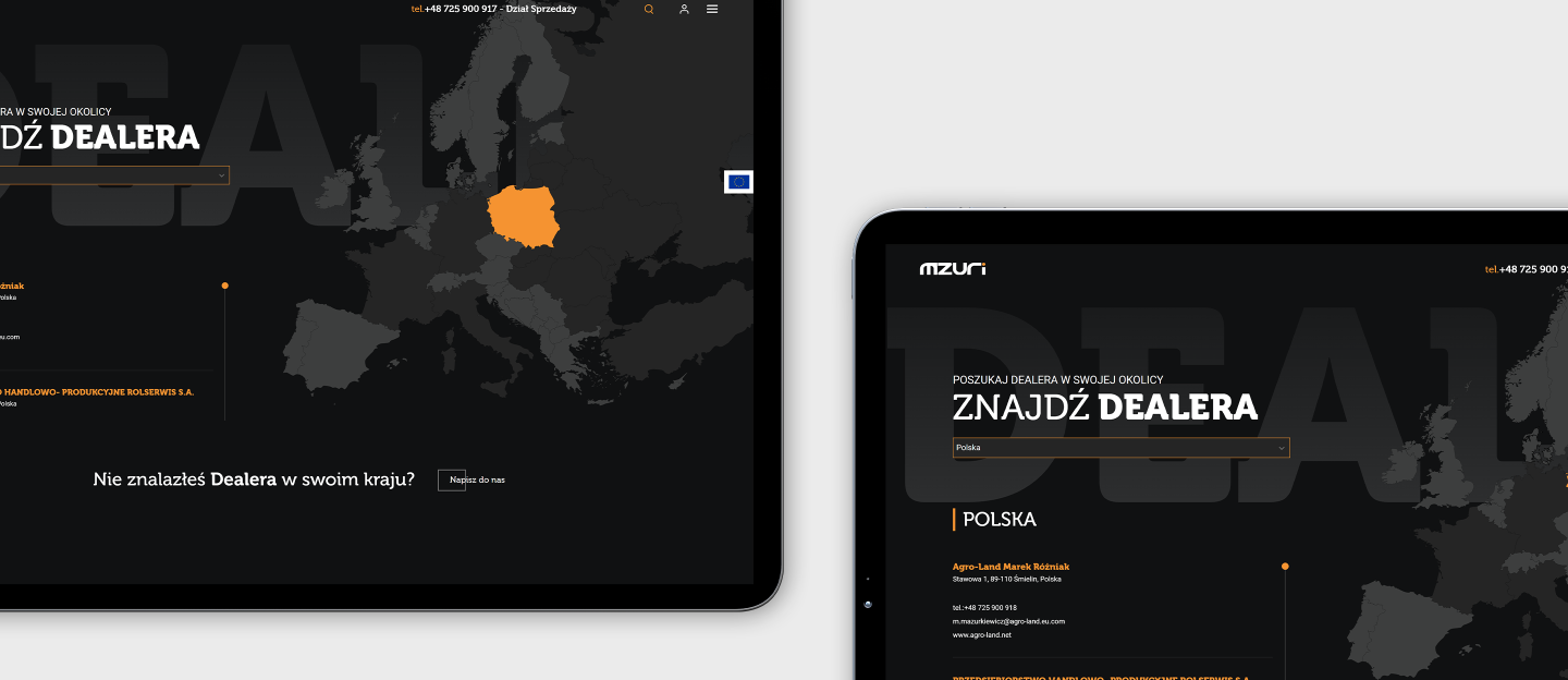 mzuri projekt strony www z mapą dealerów