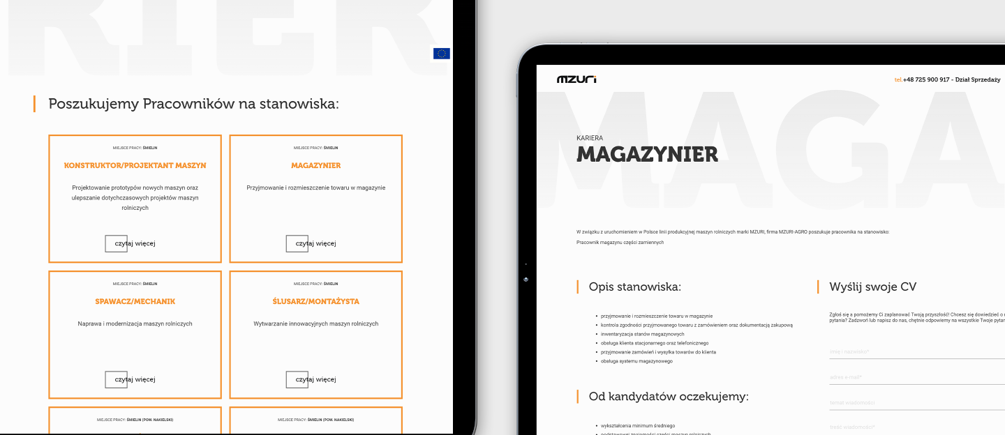 mzuri projekt strony www z modułem kariera