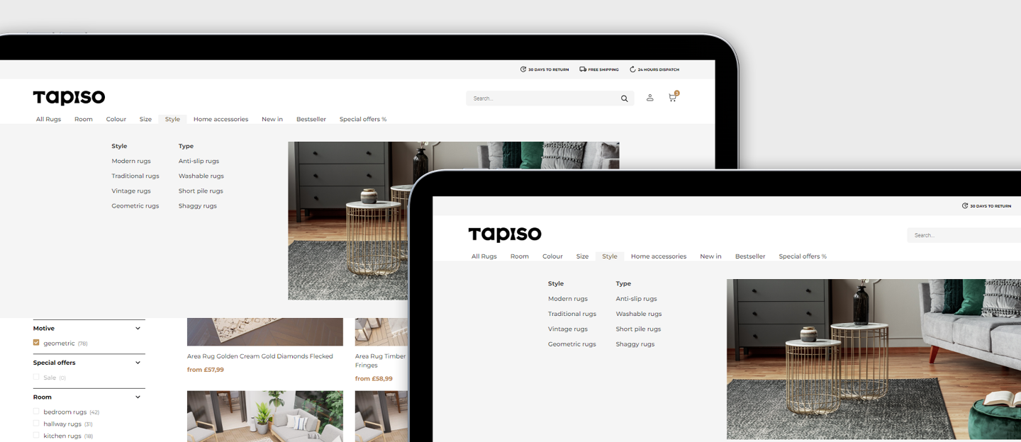 tapiso projekt dropdown menu