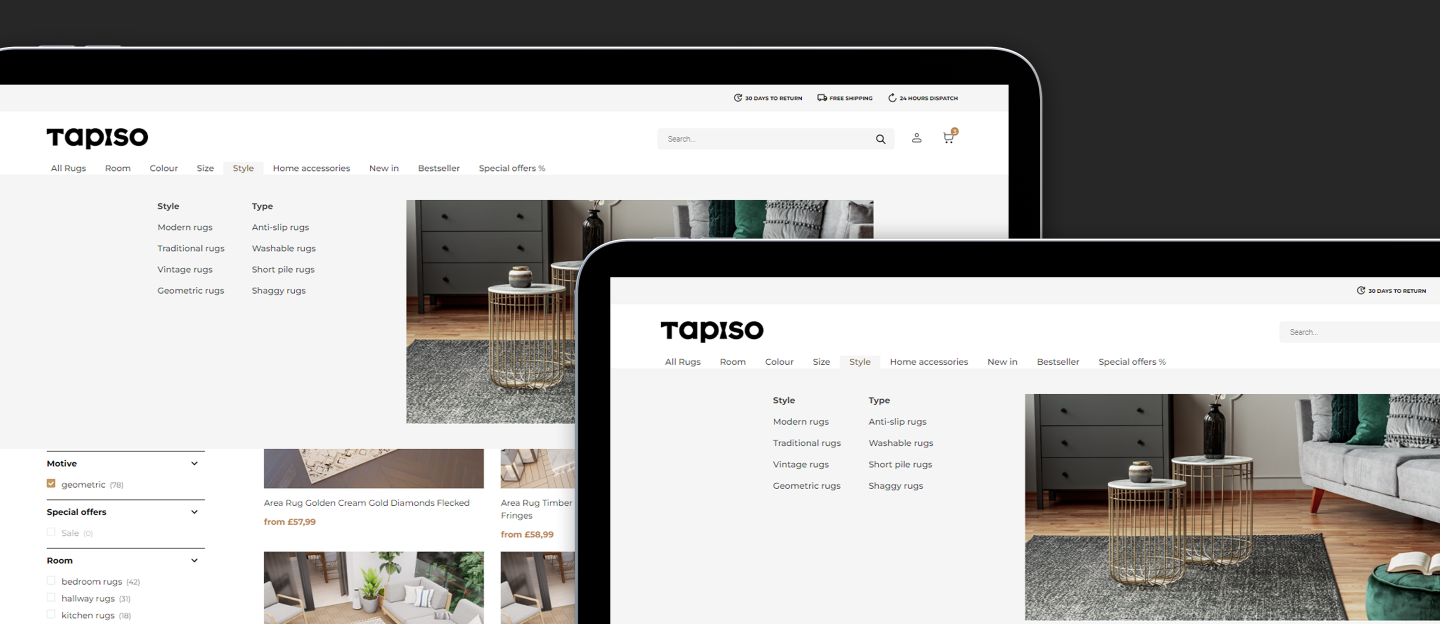 tapiso projekt graficzny dropdown menu