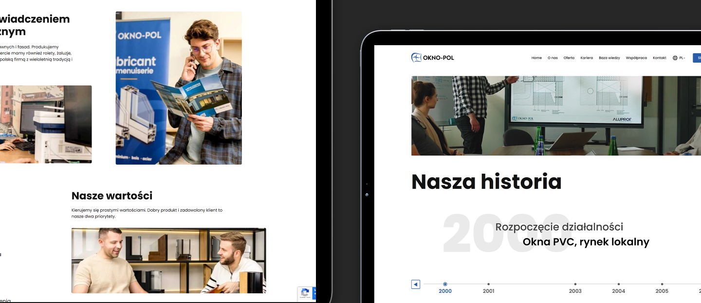 okno-pol projekt graficzny sekcji o firmie