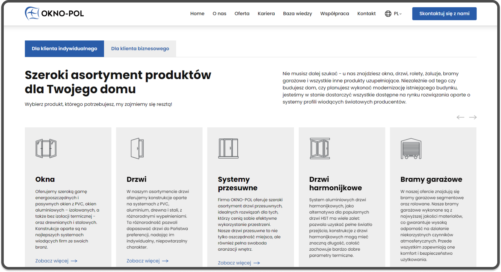 okno-pol projekt strony internetowej dla firmy