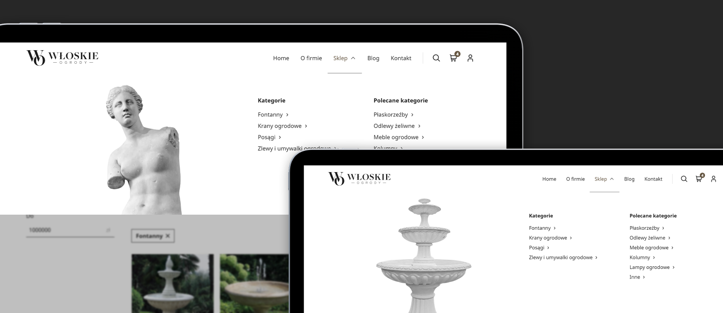 włoskie ogrody projekt graficzny dropdown menu