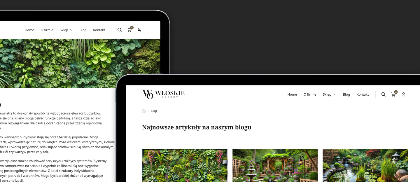włoskie ogrody projekt graficzny sekcji blogowej