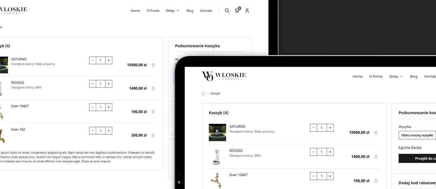 włoskie ogrody projekt graficzny sklepu internetowego