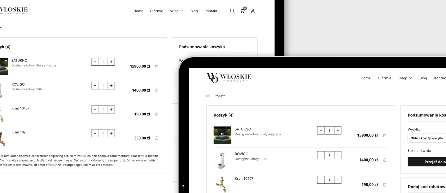 włoskie ogrody projekt sklepu internetowego