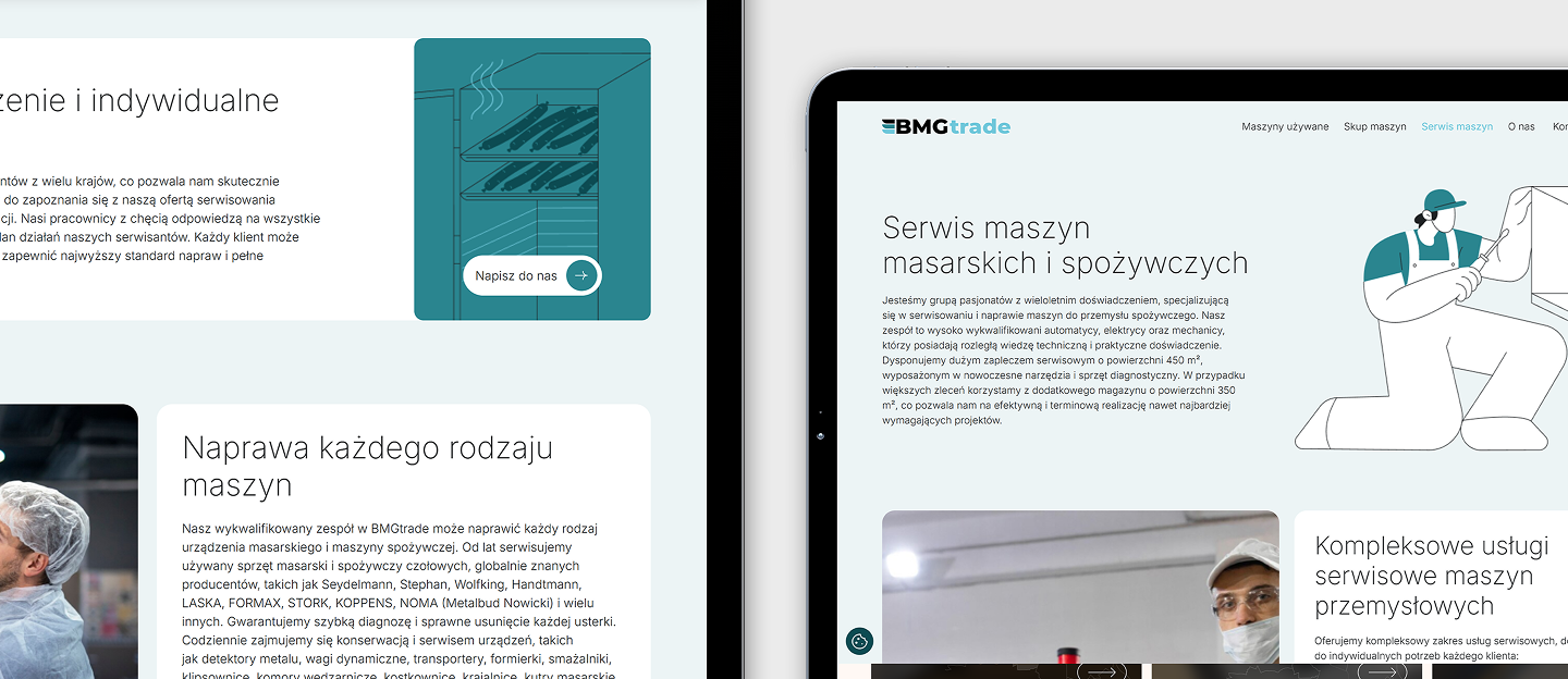 bmg trade strona internetowa z serwisem maszyn