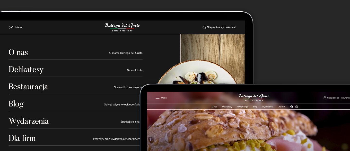 bottega del gusto projekt hamburger menu