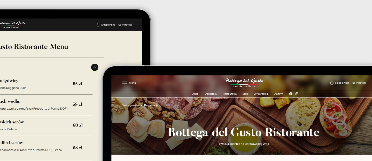 bottega del gusto strona www restauracji