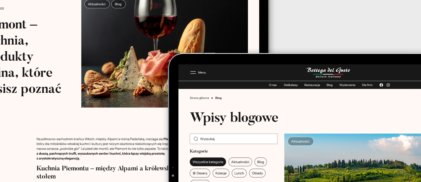 bottega del gusto strona www z sekcja blogowa