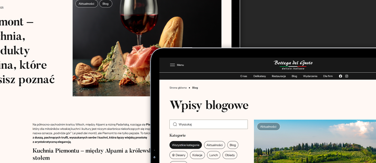 bottega del gusto strona z sekcja blogowa