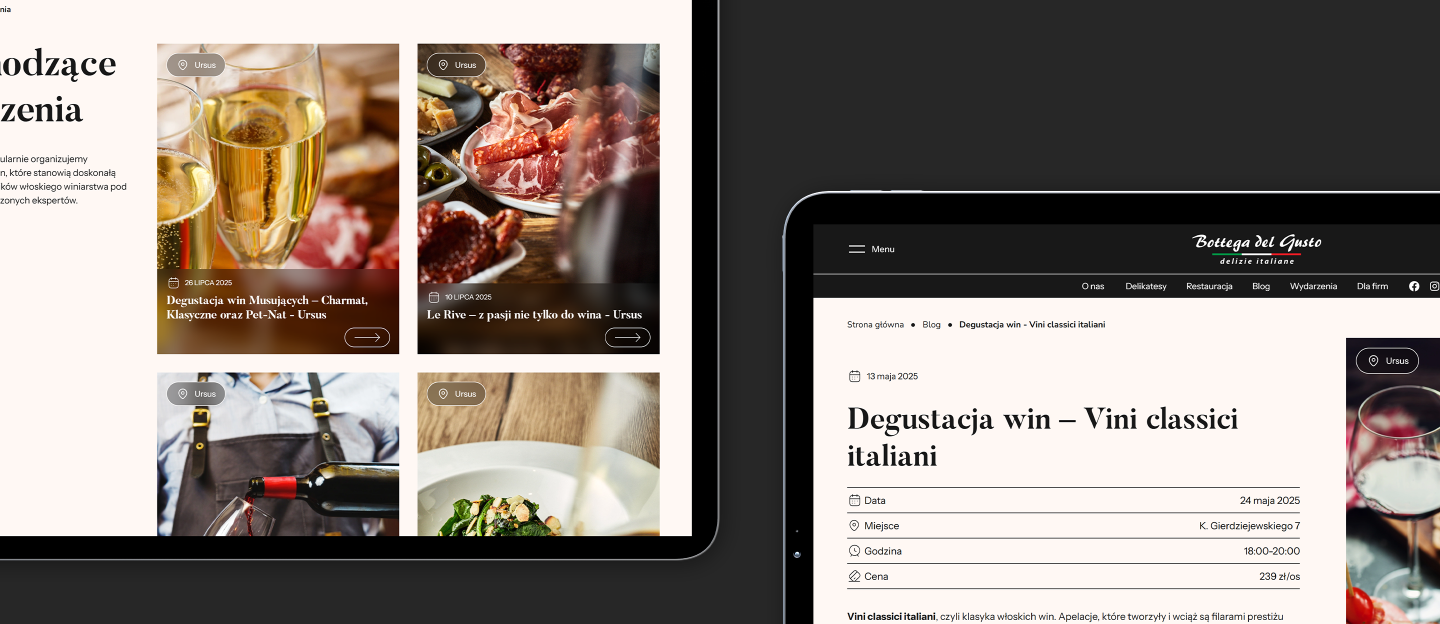 bottega del gusto strona z wydarzeniami