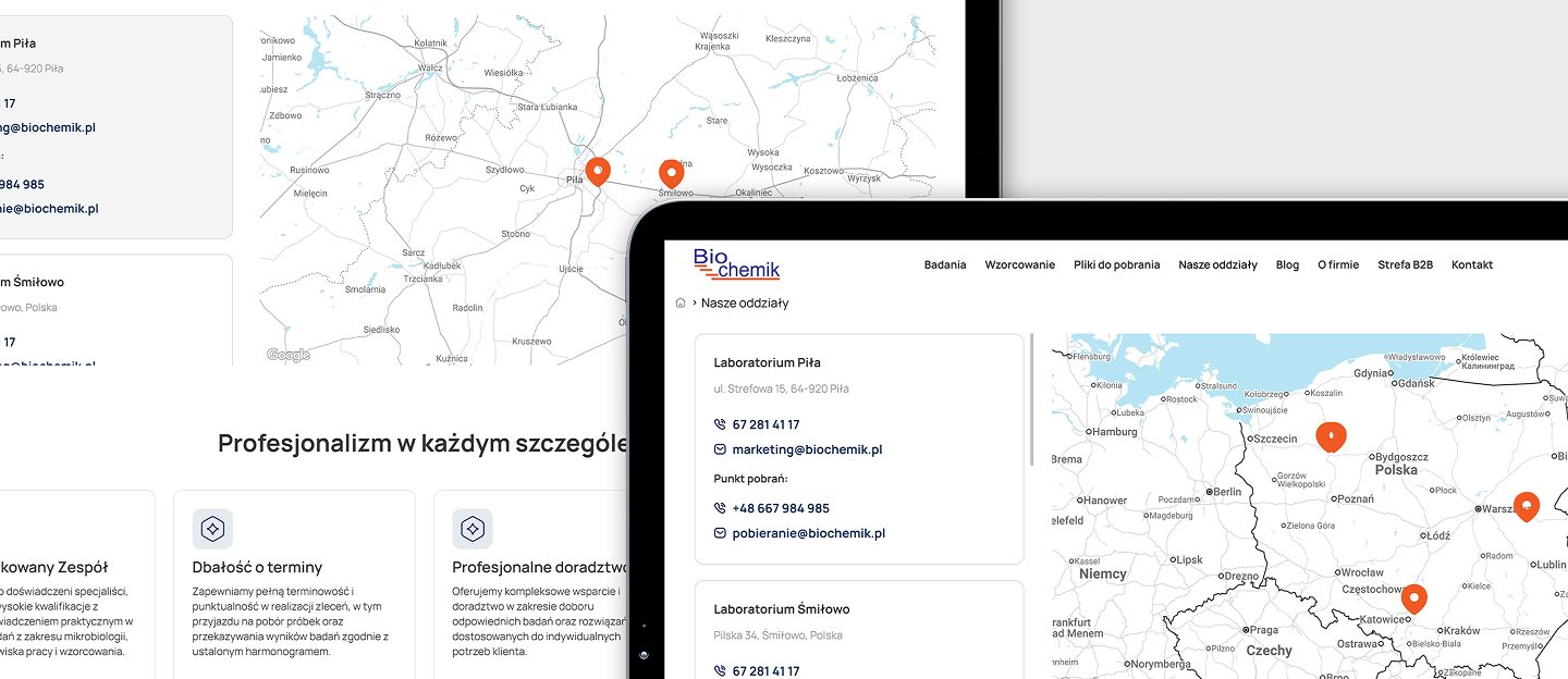 biochemik strona internetowa z mapa oddzialow