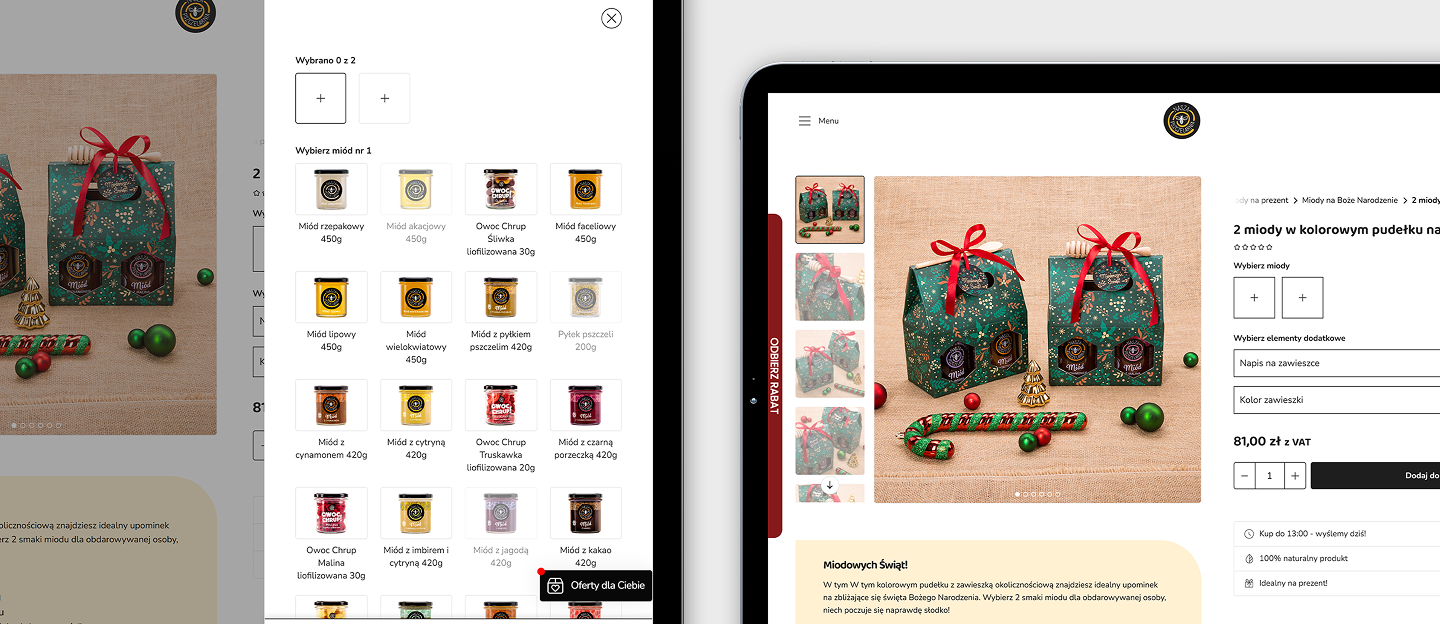 nasza pszczelarnia strona z konfiguratorem zestawow produktowych