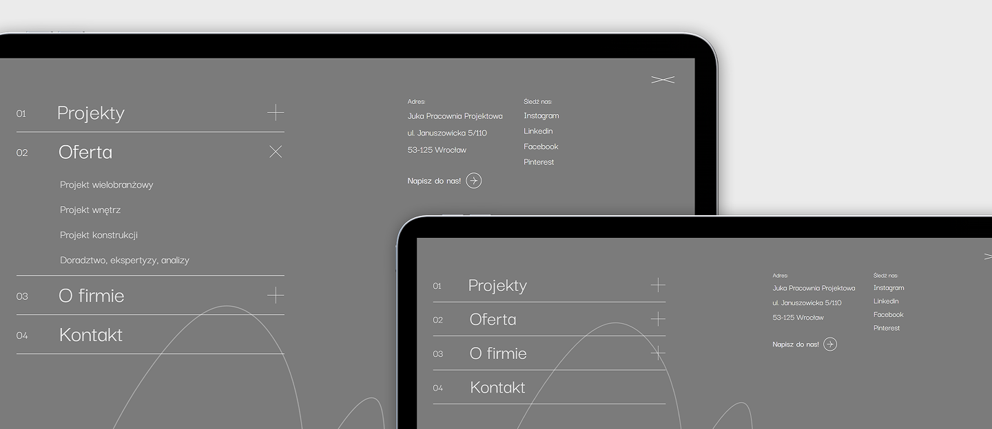 pracownia juka strona internetowa z hamburger menu
