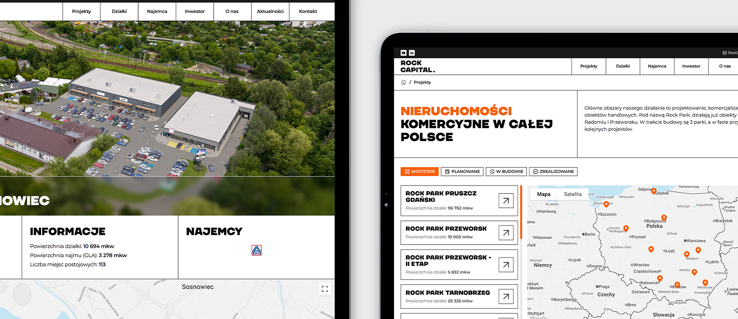 rock capital strona internetowa z mapa realizacji