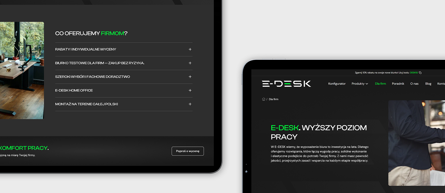 e-desk strona internetowa producenta biurek