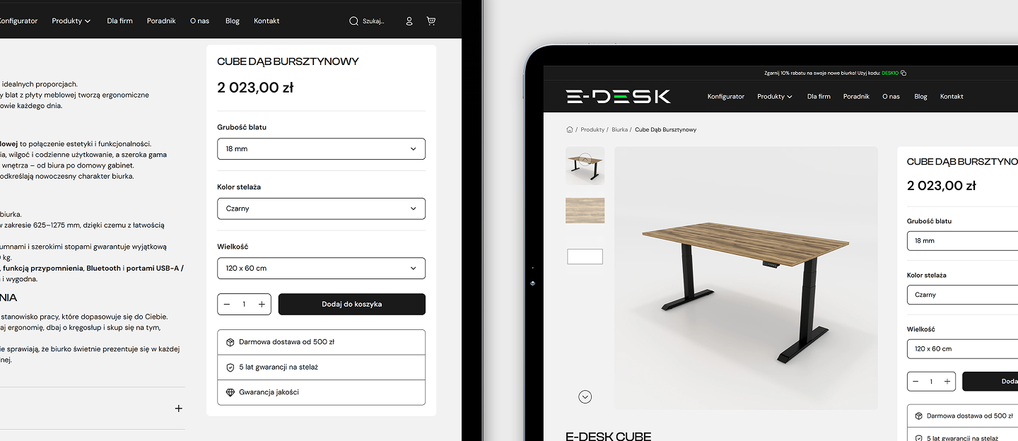 e-desk strona internetowa z biurkami