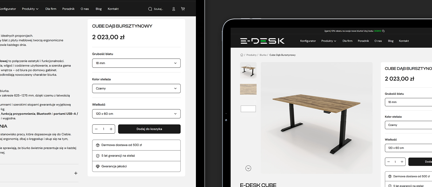 e-desk strona www z biurkami