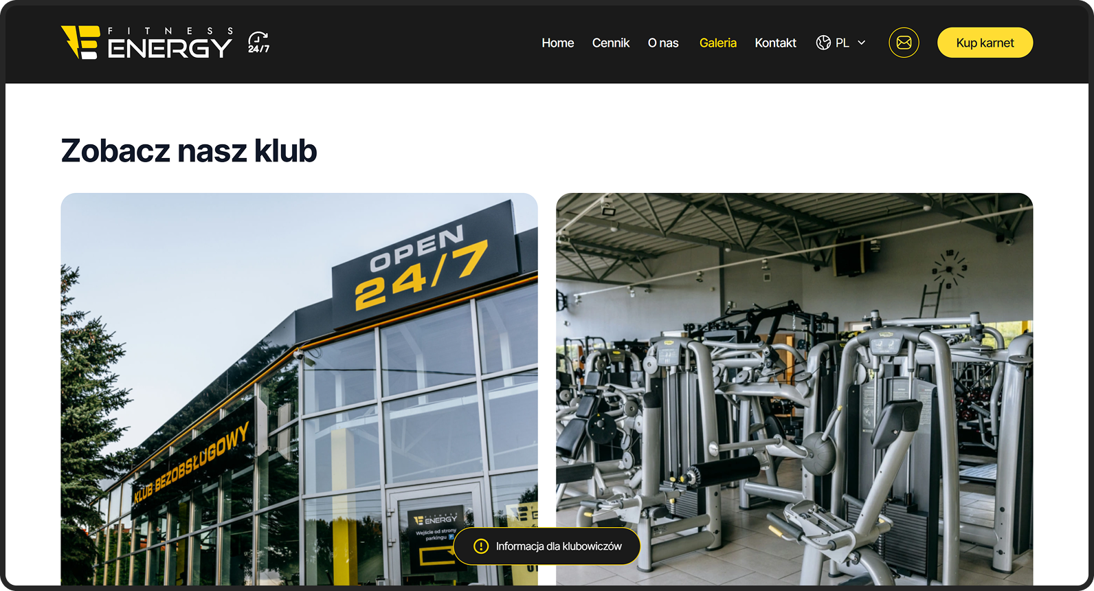 fitness energy dedykowana strona internetowa