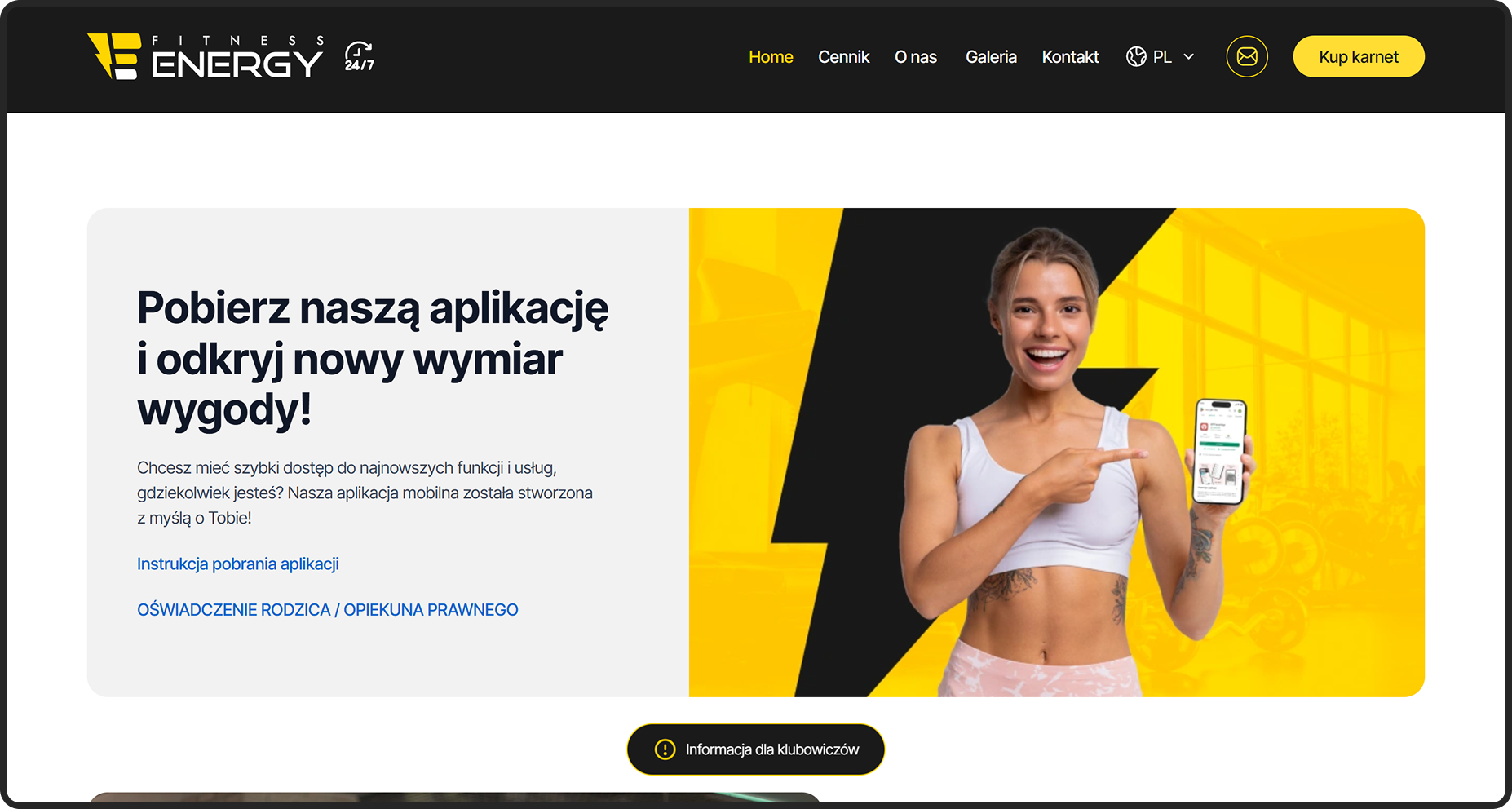fitness energy dedykowana strona www
