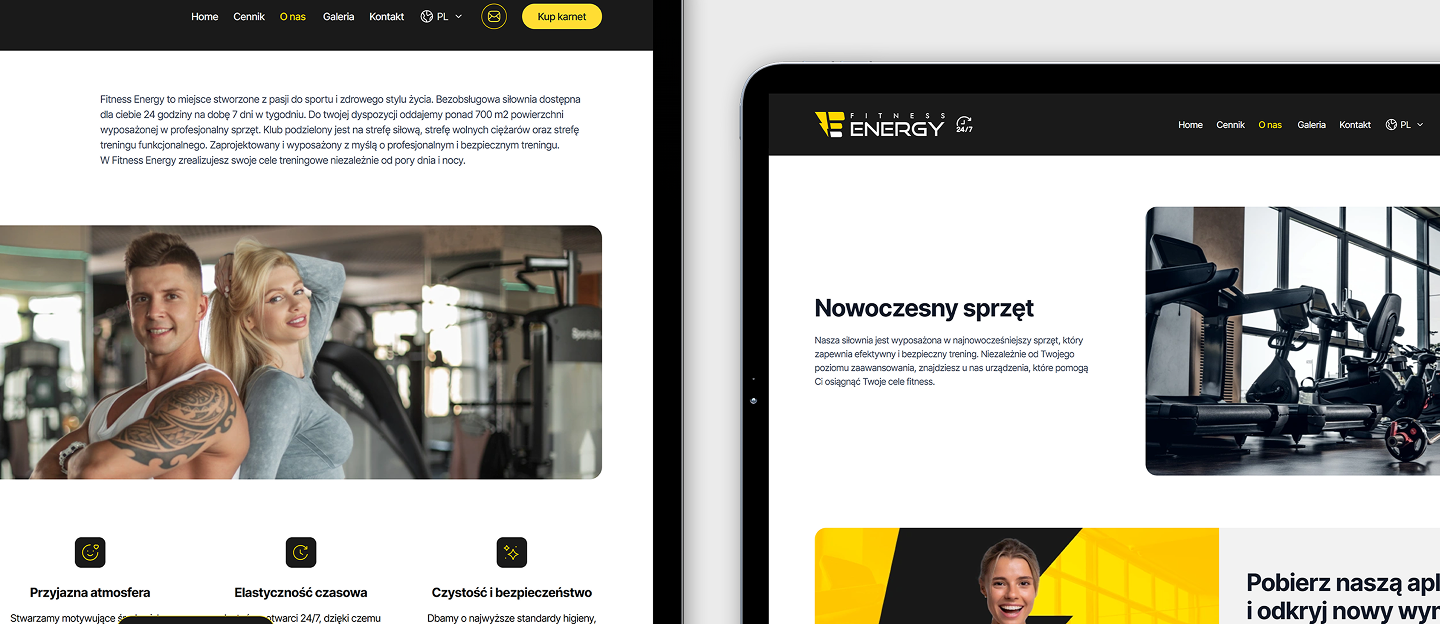 fitness energy strona internetowa silowni