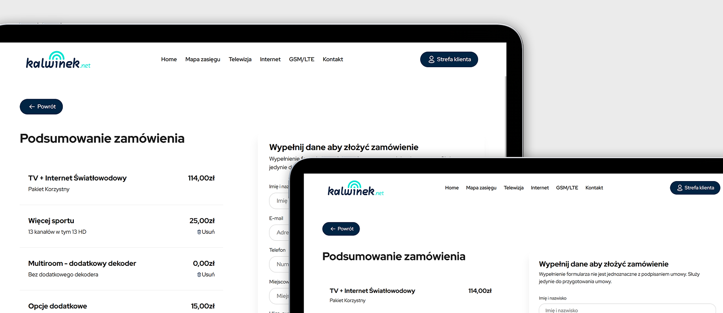 kalwinek strona internetowa z formularzem ofertowym