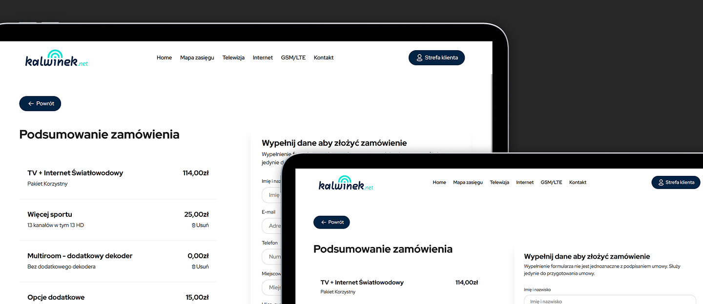 kalwinek strona www z formularzem ofertowym