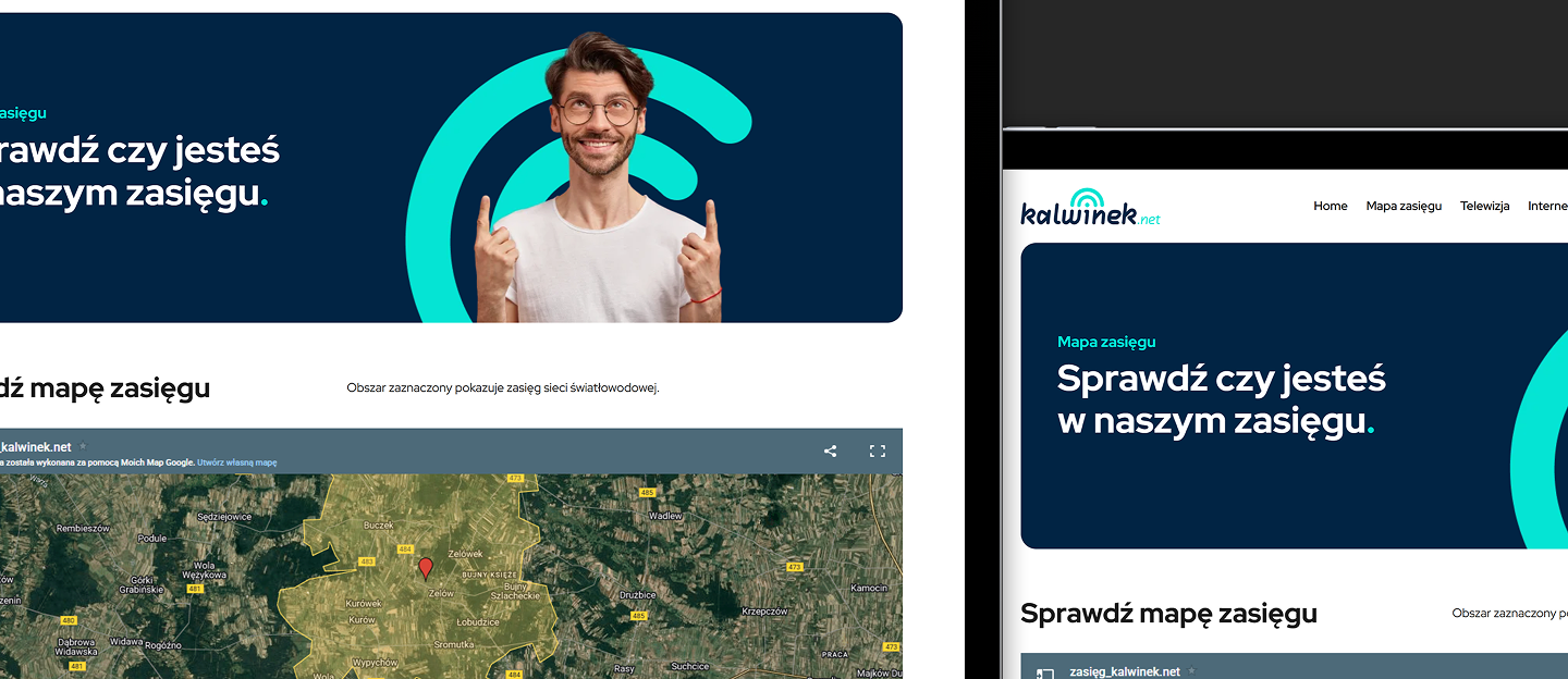kalwinek strona www z mapa zasiegu