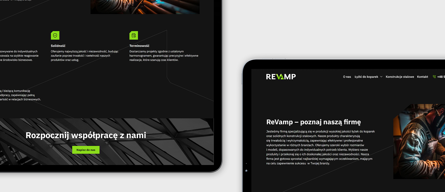 revamp strona internetowa producenta lyzek koparkowych