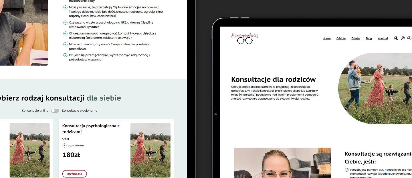 mama psycholog strona internetowa z oferta
