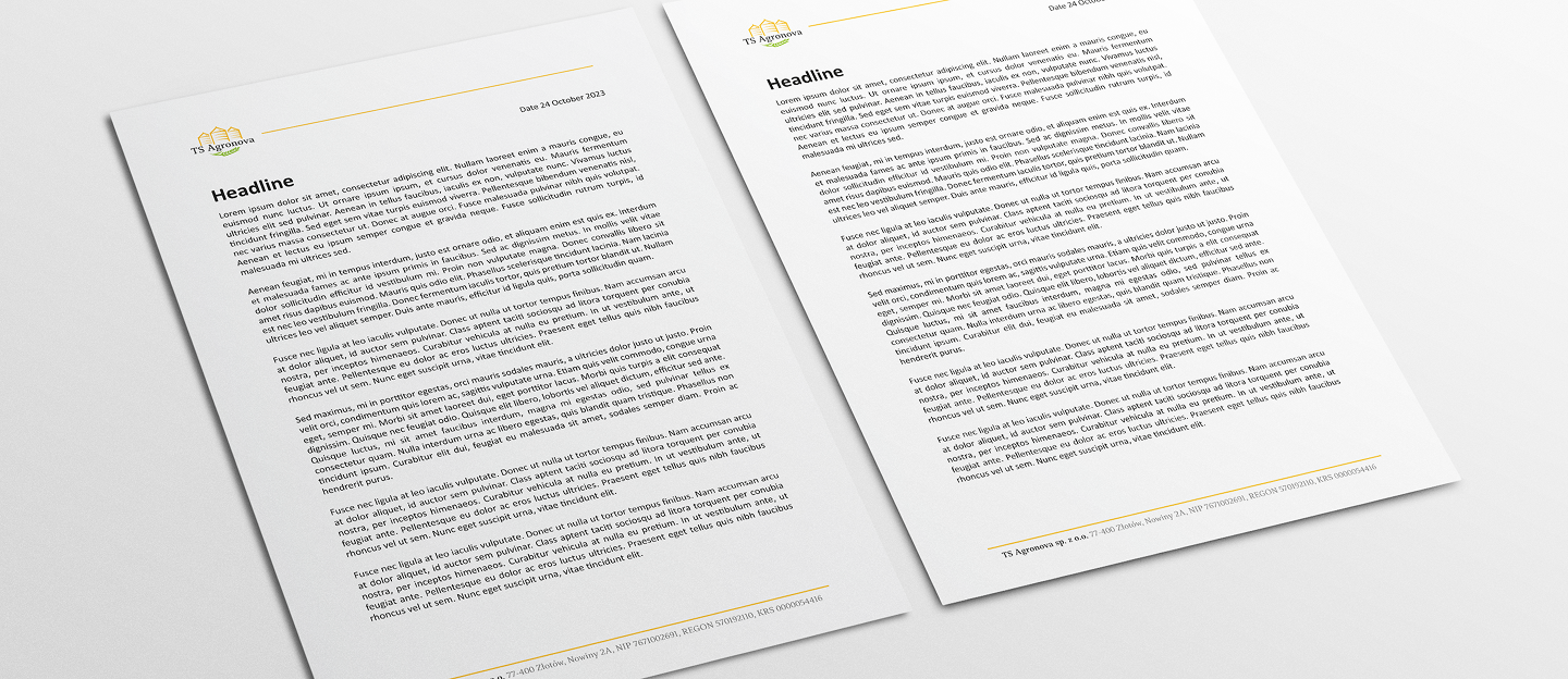 projekt papieru firmowego dla ts agronova