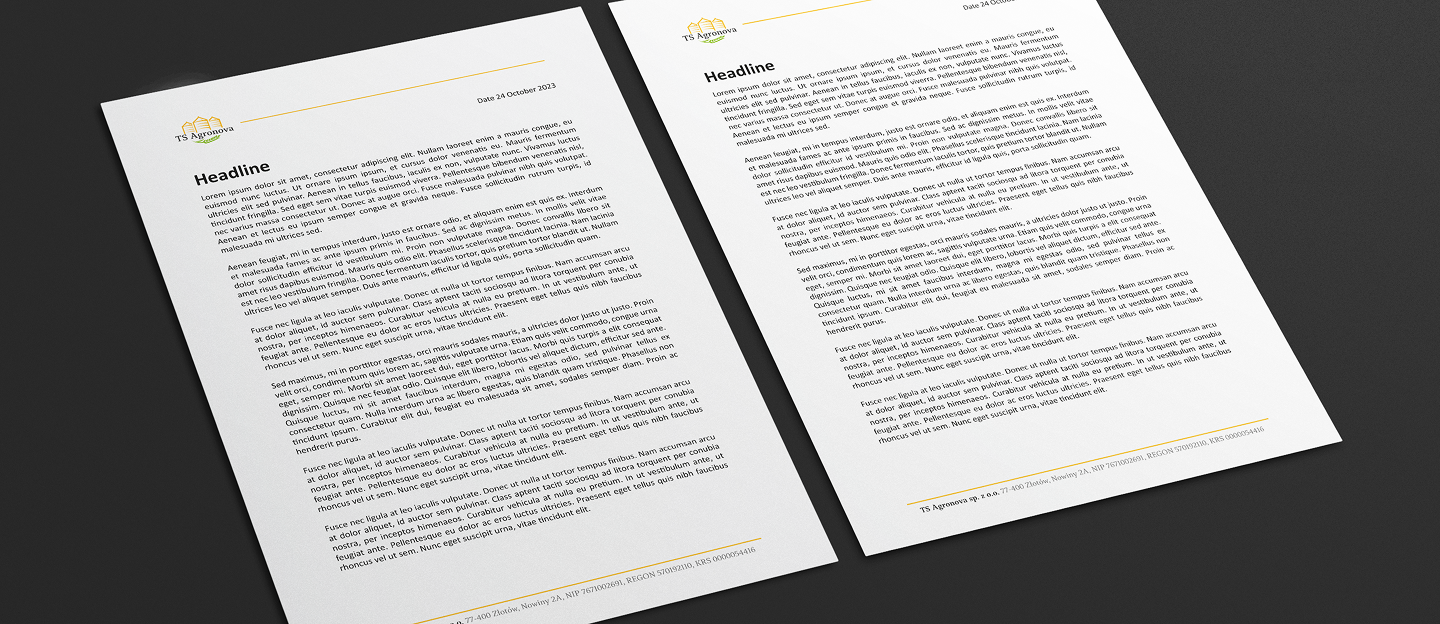 ts agronova projekt papieru firmowego