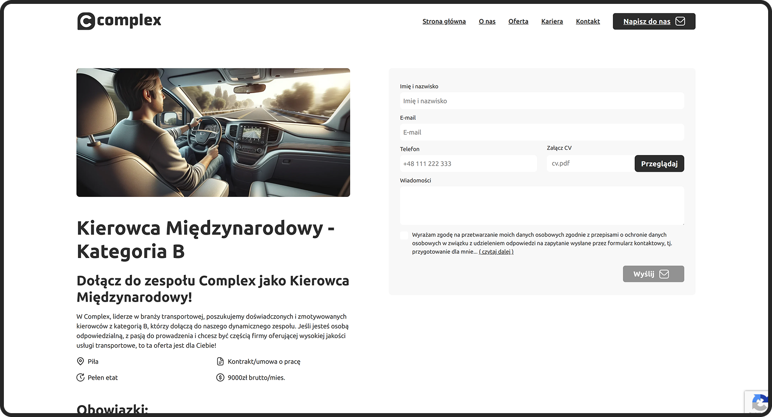 complex dedykowana strona internetowa
